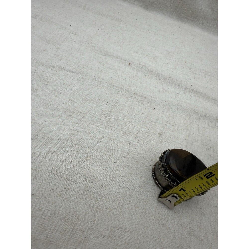 Vintage Tiger Eye Stone Trinket Box Made In India Oval Jewelry Pill Box - Picture 9 of 10